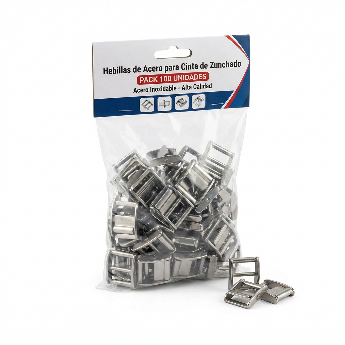 Hebillas de Acero para Cinta de Zunchado Pack 100 Unidades